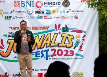 Wakil Ketua MPR, Jazilul Fawaid membuka Jurnalis Fest 2023 di Taman Pemuda Pratama, Tanah Baru, Depok, Jawa Barat pada Sabtu (25/2/2023)
